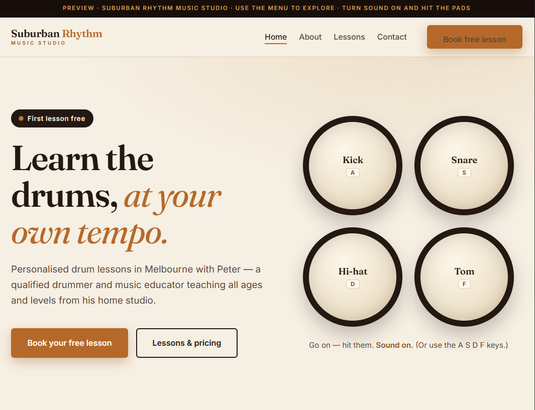 Homepage preview of Suburban Rhythm page