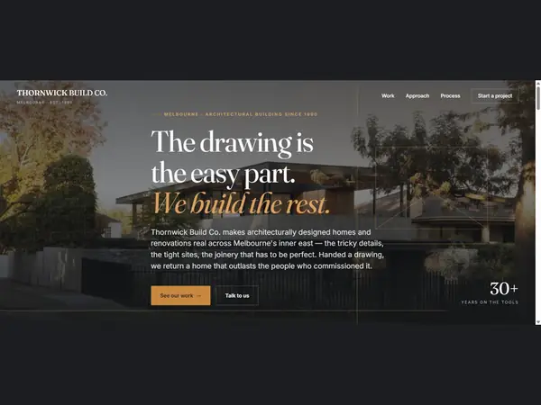 Homepage preview of the Thornwick Build Co. demo website